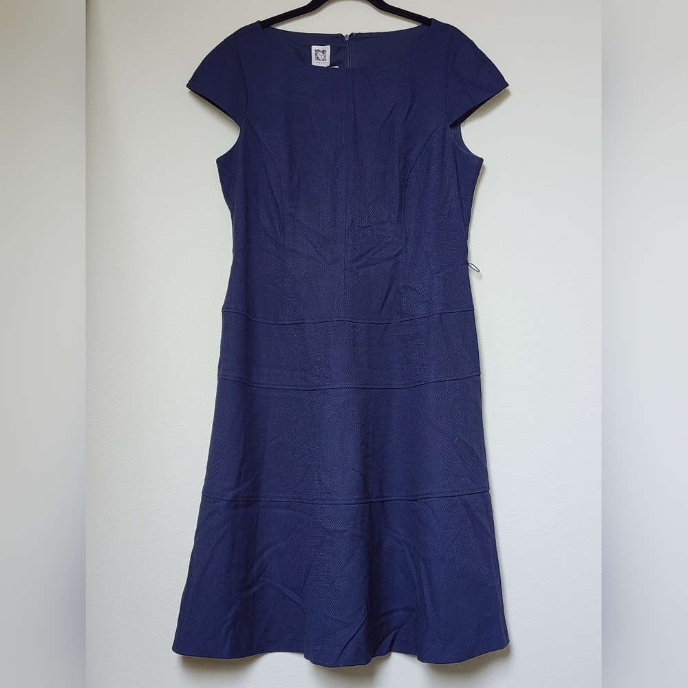 Anne Klein Navy Blue Short Sleeve Dress